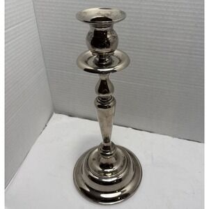 Vintage Silver Plated Candlestick Holder Round Base 11.75" Tall